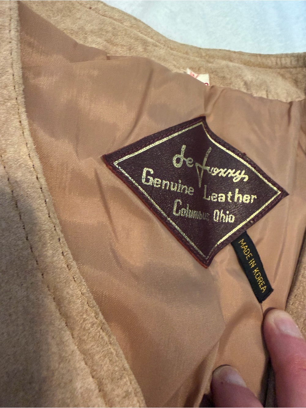 Vintage De Foxxy Genuine Suede Leather Vest Tan Western Boho Women’s 11/12 - Picture 4 of 9